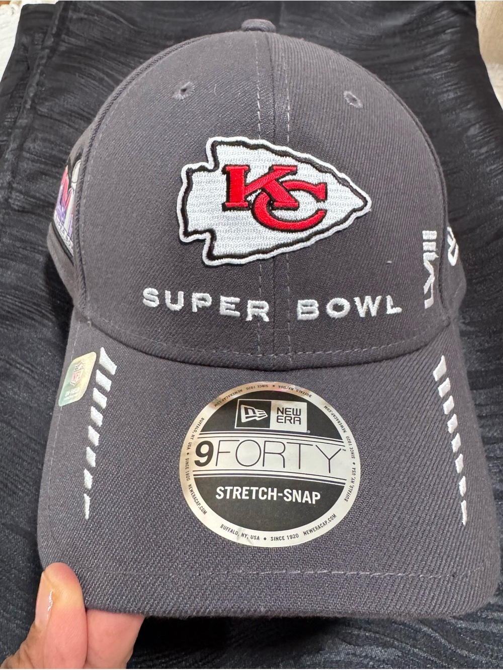 New Era Black & Purple Super Bowl Patch 9FORTY Hat